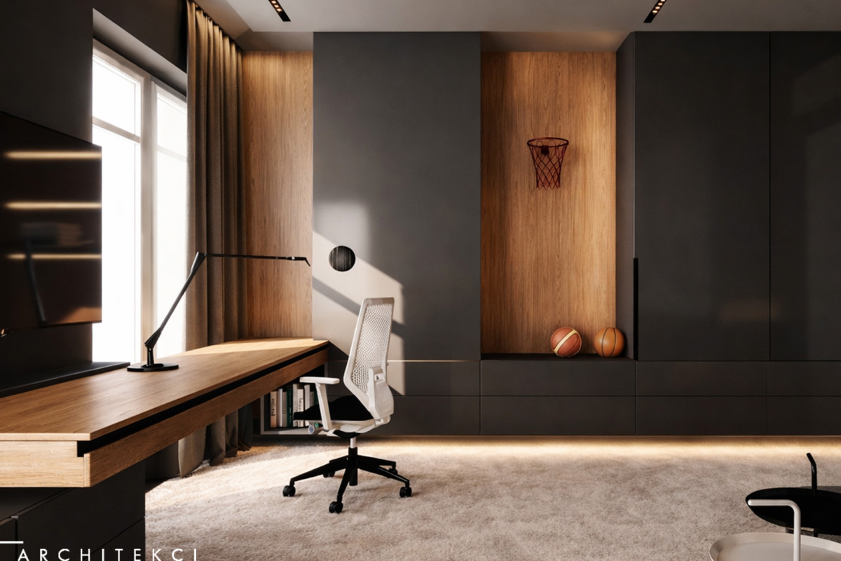 Pokój nastolatka – nowoczesna aranżacja przestrzeni z motywem koszykówki