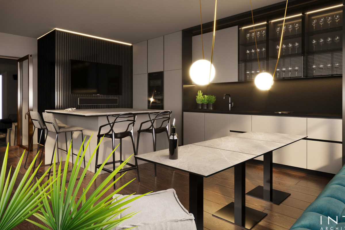 Widokowy apartament na 20. piętrze w Warszawie – nowoczesny projekt wnętrza