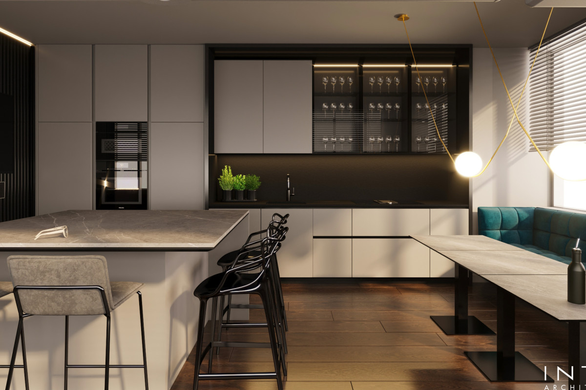 Widokowy apartament na 20. piętrze w Warszawie – nowoczesny projekt wnętrza