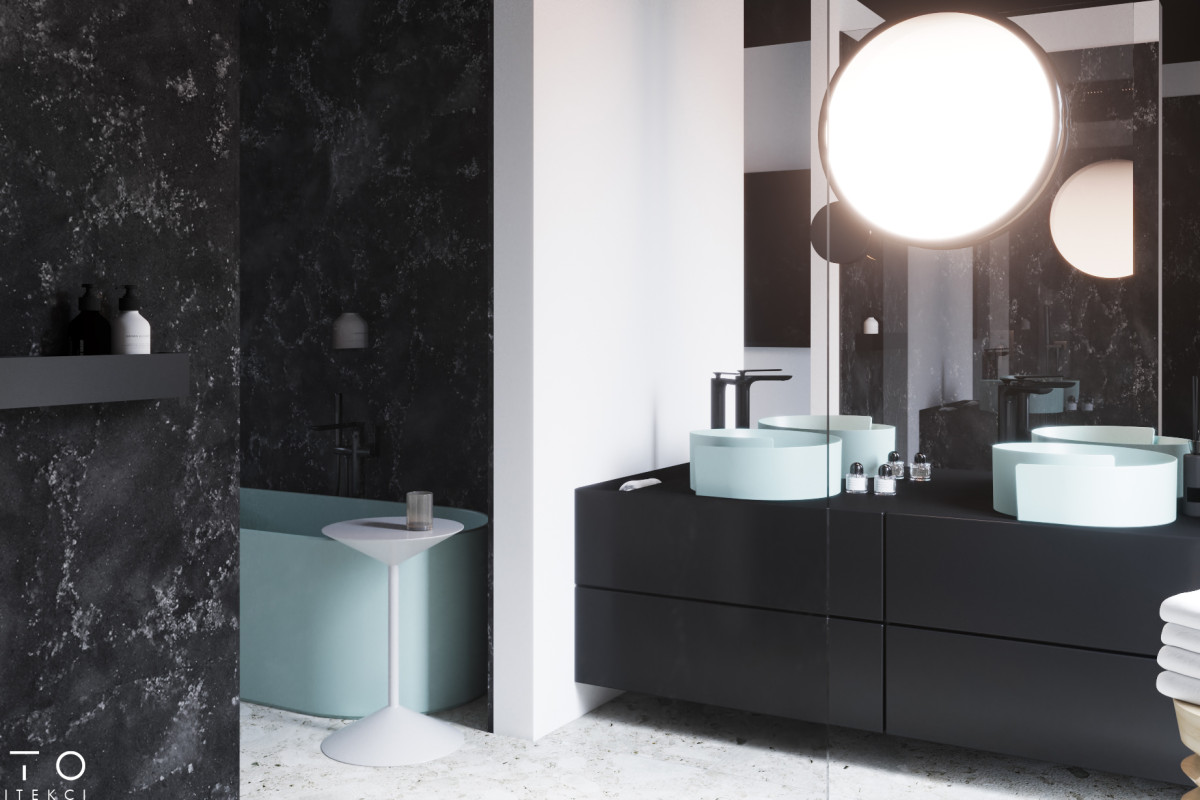 Wnętrza domu w Gdańsku z czarnym sufitem – nowoczesny projekt 360 m²