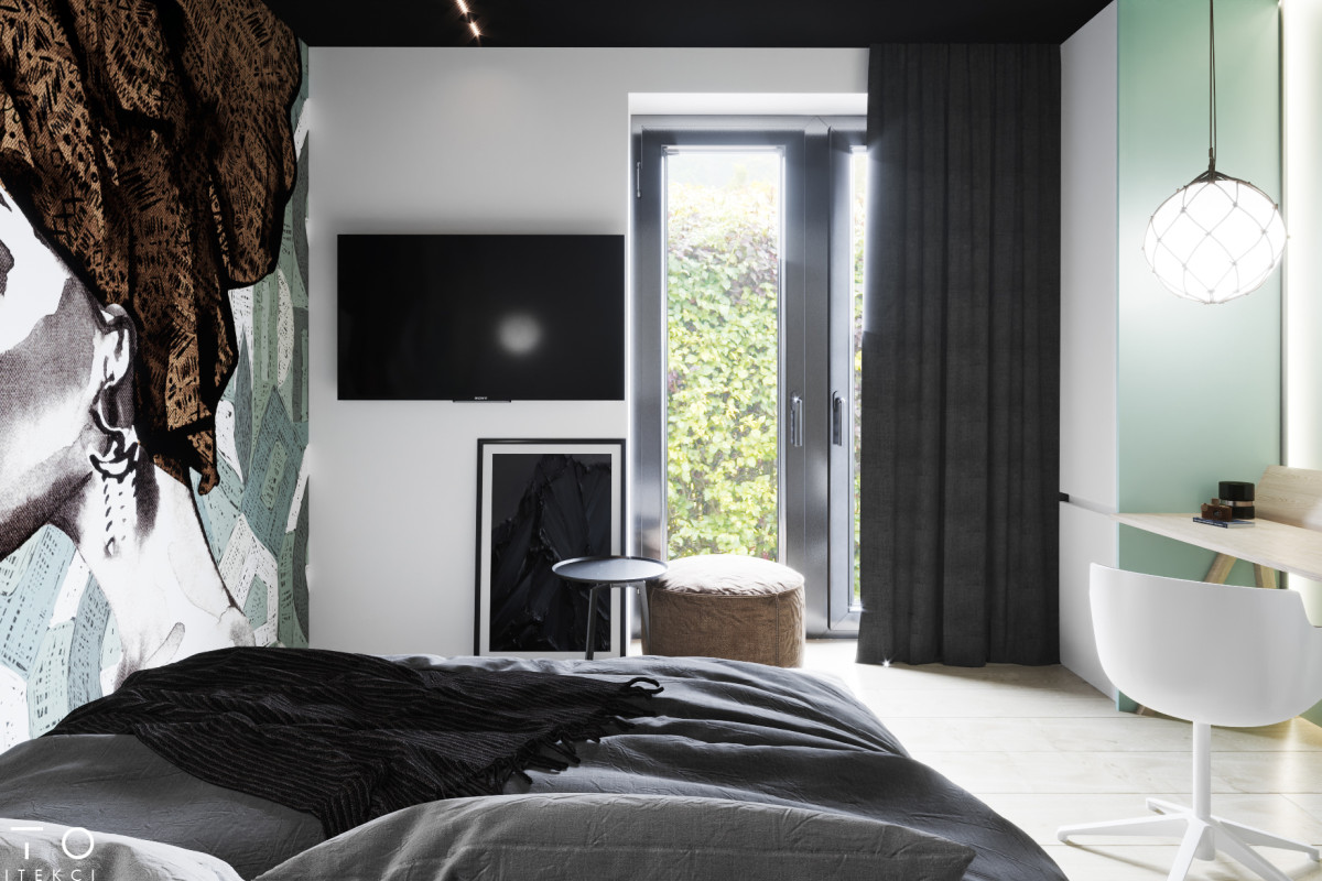 Wnętrza domu w Gdańsku z czarnym sufitem – nowoczesny projekt 360 m²