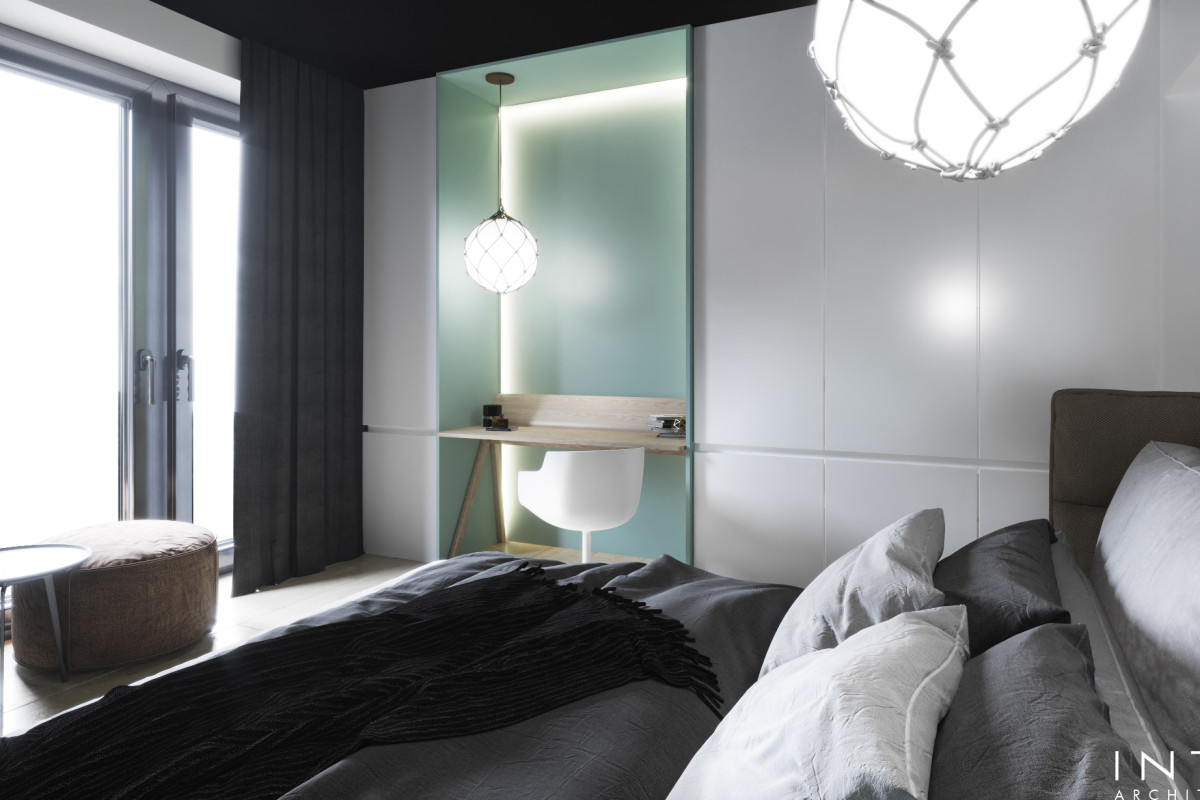 Wnętrza domu w Gdańsku z czarnym sufitem – nowoczesny projekt 360 m²