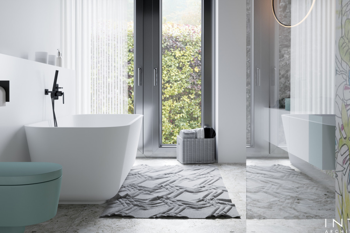 Wnętrza domu w Gdańsku z czarnym sufitem – nowoczesny projekt 360 m²