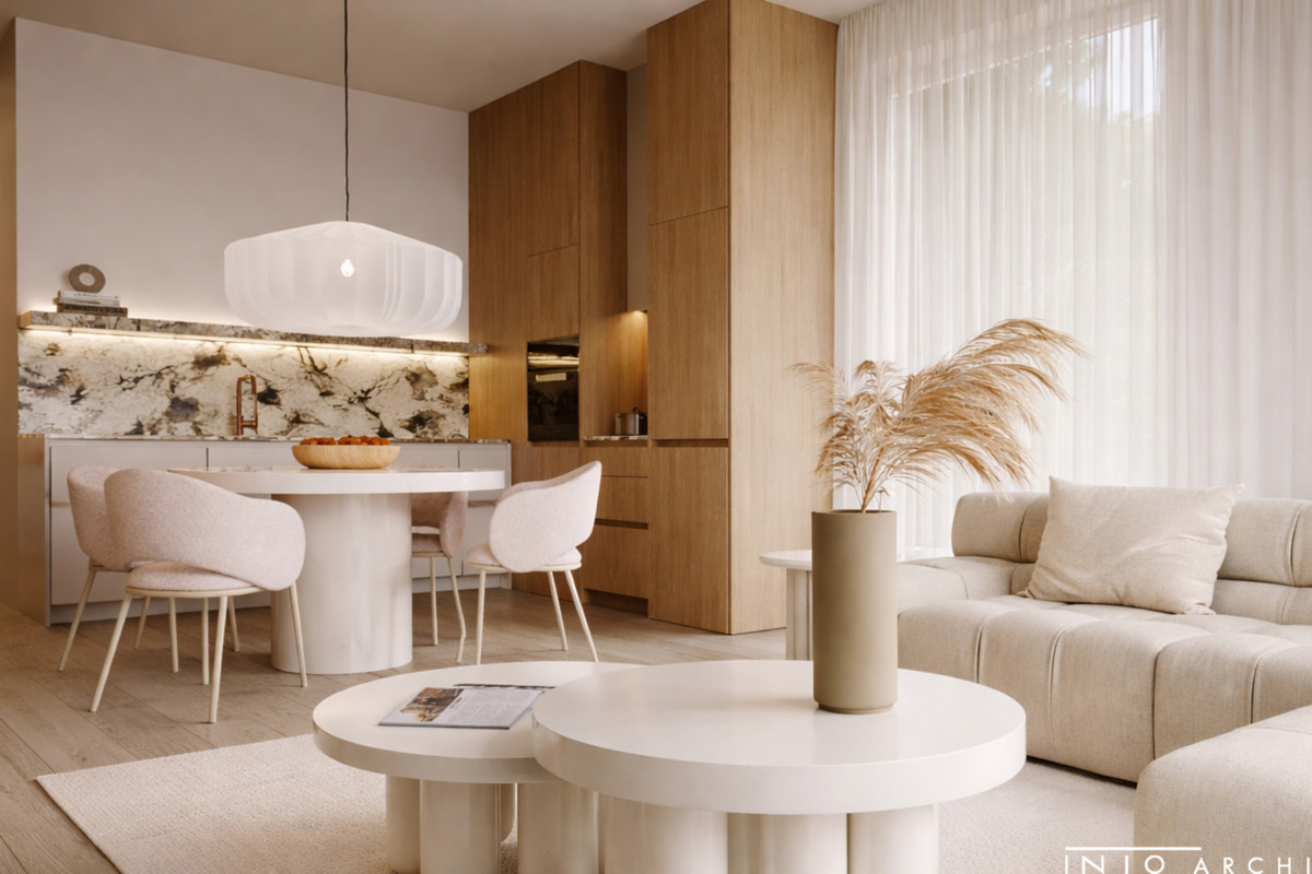 Apartament w Gdańsku w stylu japandi – projekt wnętrza nad morzem