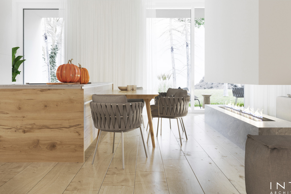 Projekt wnętrz domu w Gdańsku – elegancki ciepły minimalizm