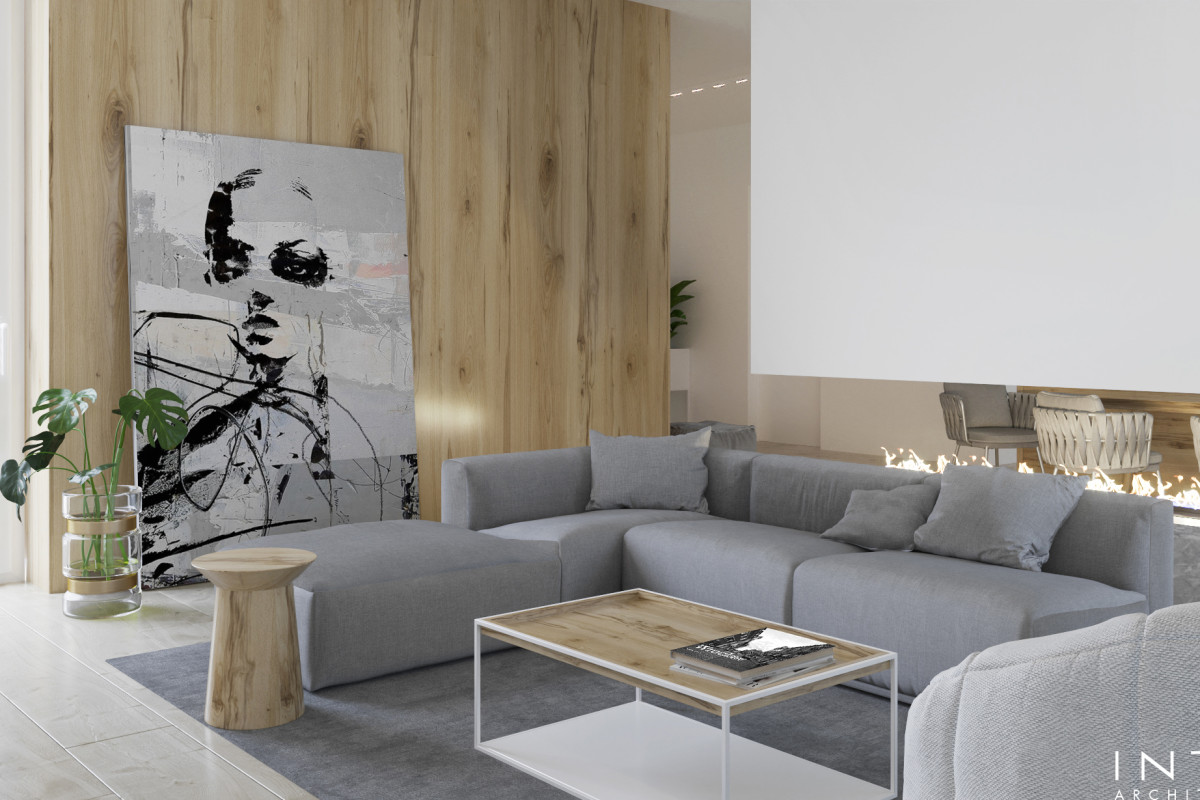 Projekt wnętrz domu w Gdańsku – elegancki ciepły minimalizm