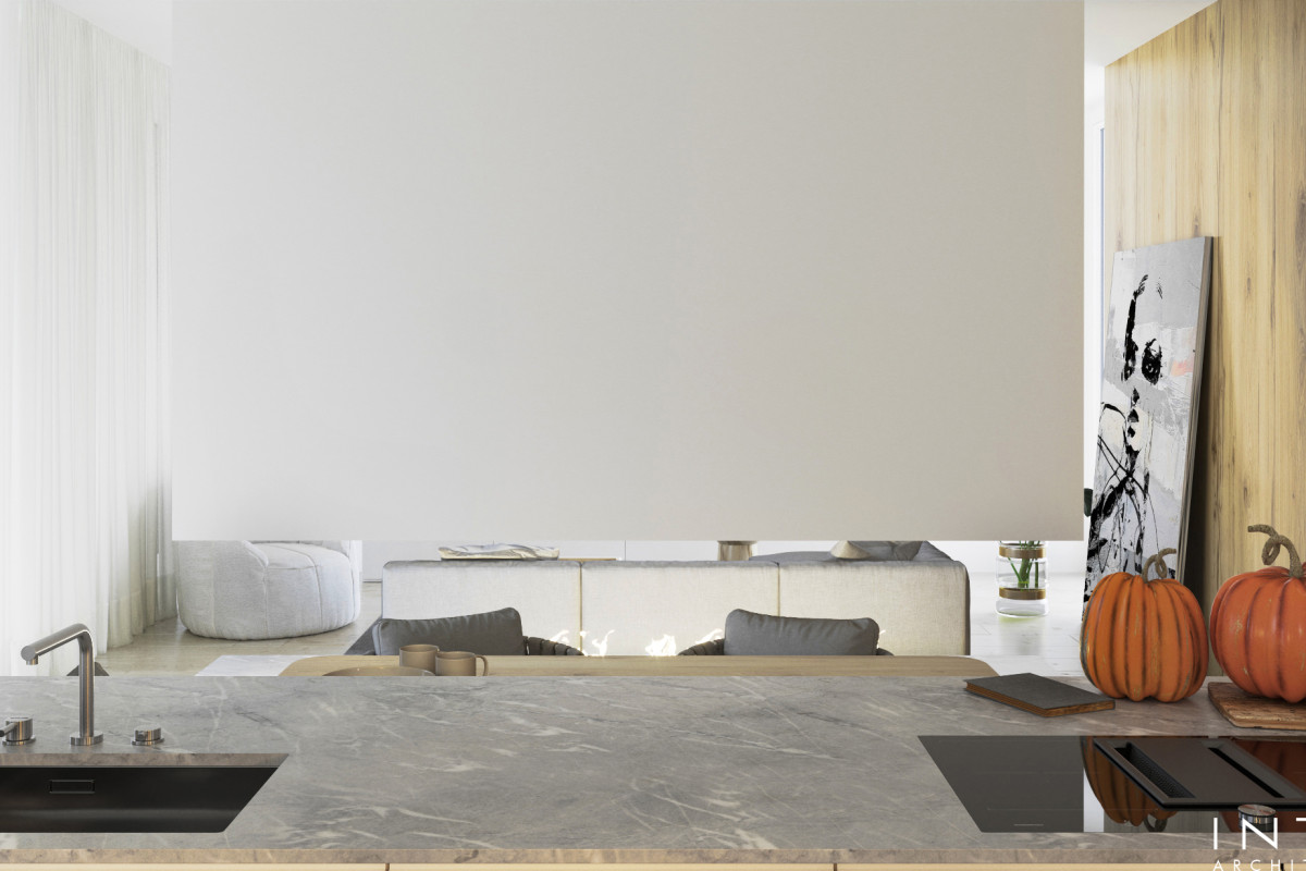 Projekt wnętrz domu w Gdańsku – elegancki ciepły minimalizm