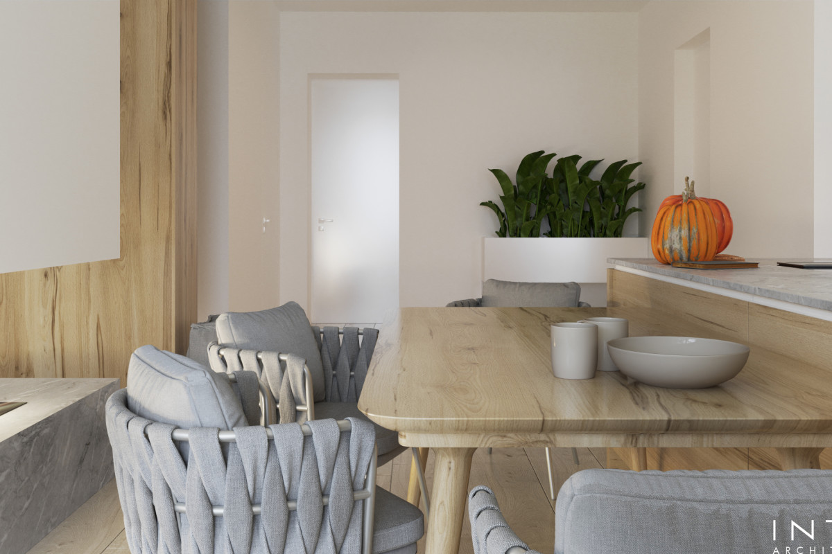 Projekt wnętrz domu w Gdańsku – elegancki ciepły minimalizm