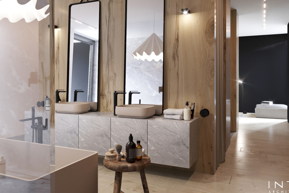 Projekt wnętrz domu w Gdańsku – elegancki ciepły minimalizm