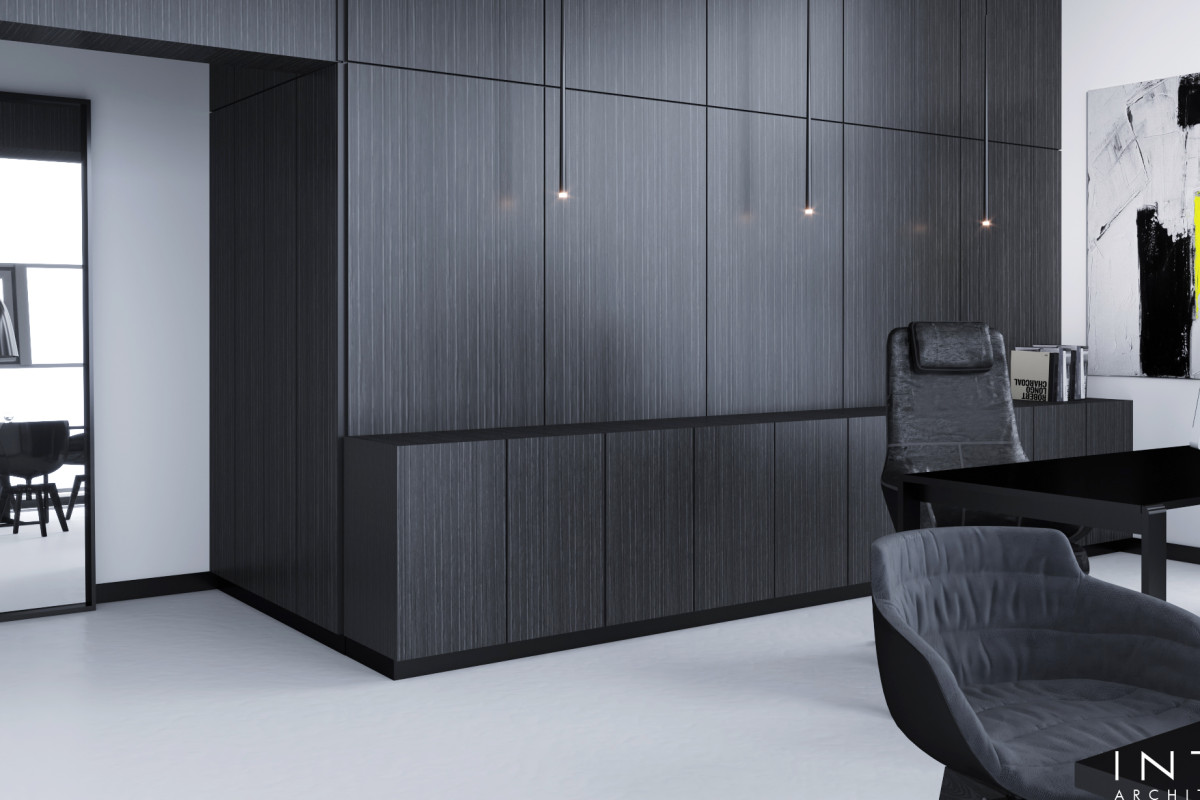 Projekt strefy zarządu w biurze w Poznaniu – 320 m² nowoczesnej przestrzeni