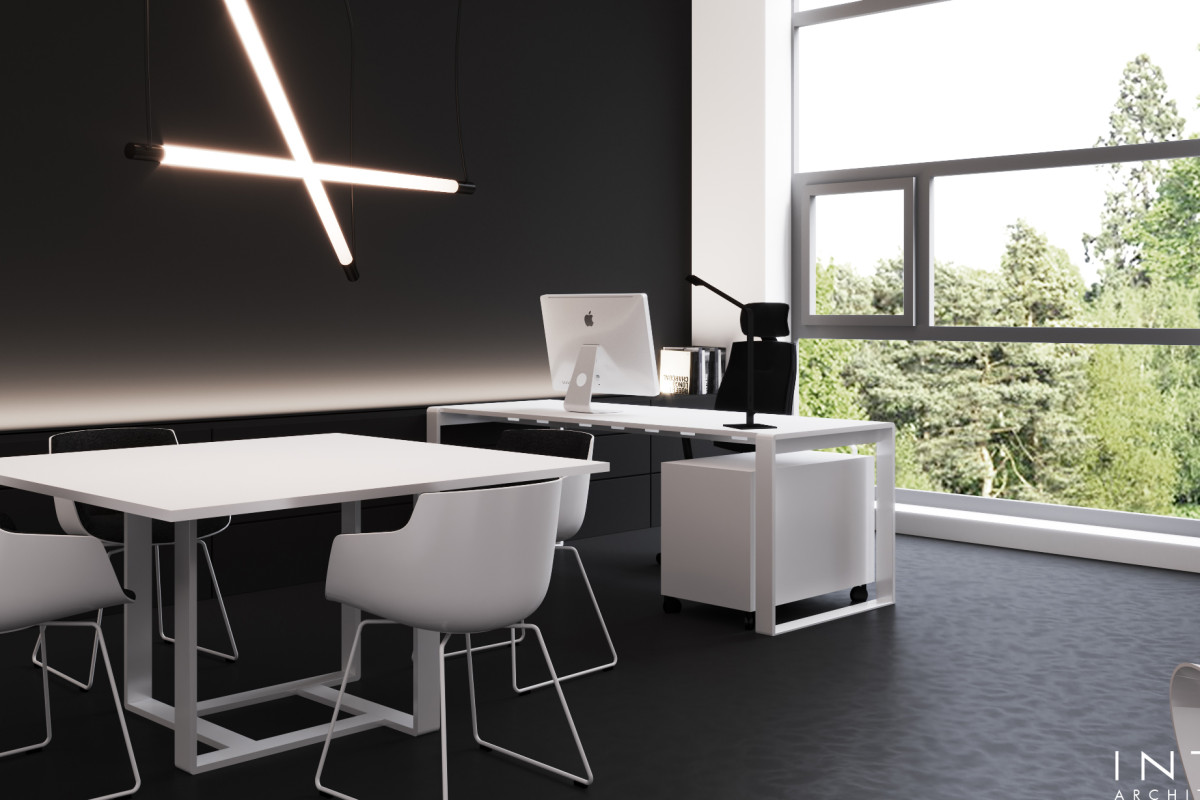 Projekt strefy zarządu w biurze w Poznaniu – 320 m² nowoczesnej przestrzeni