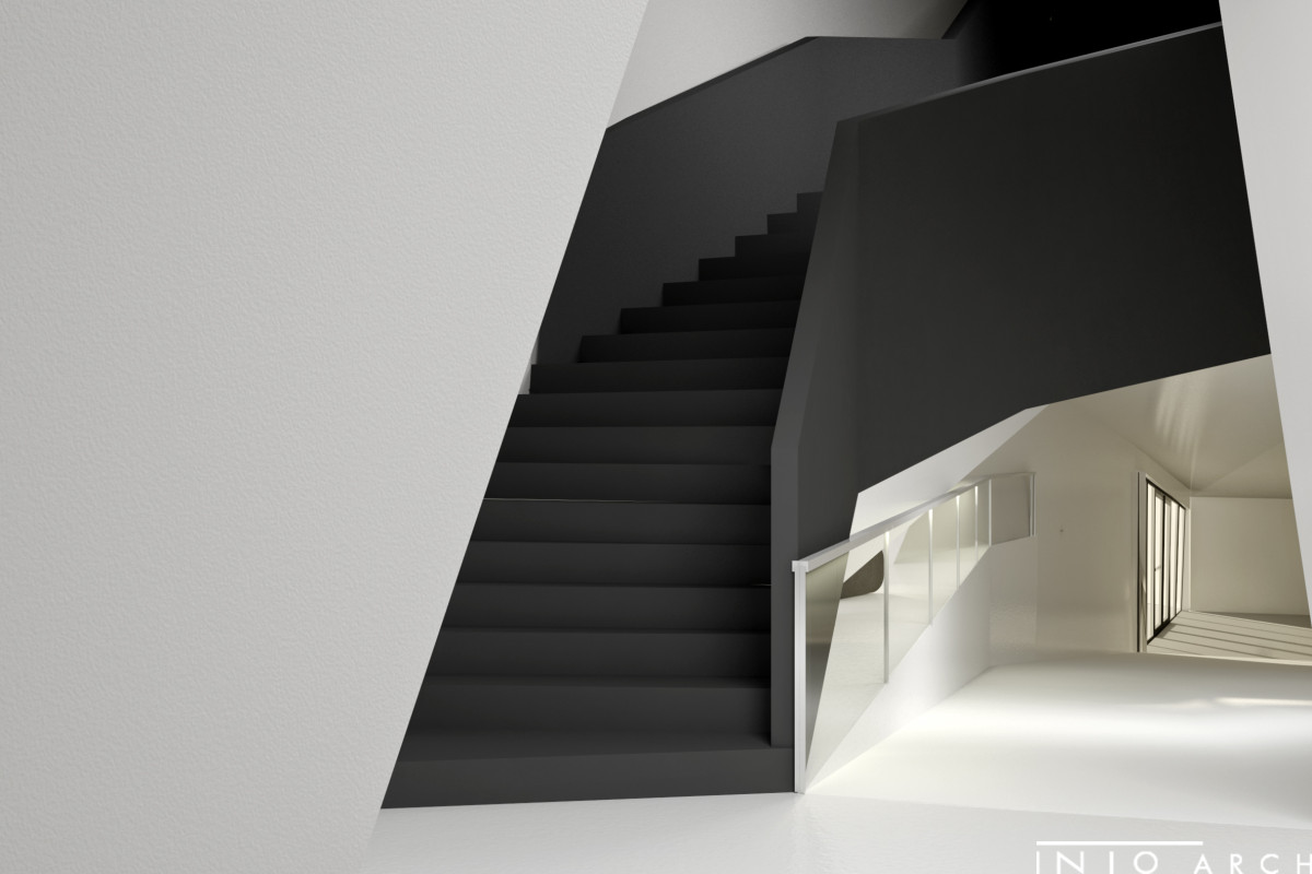 Minimalistyczna koncepcja centrum designu i przestrzeni wystawienniczej