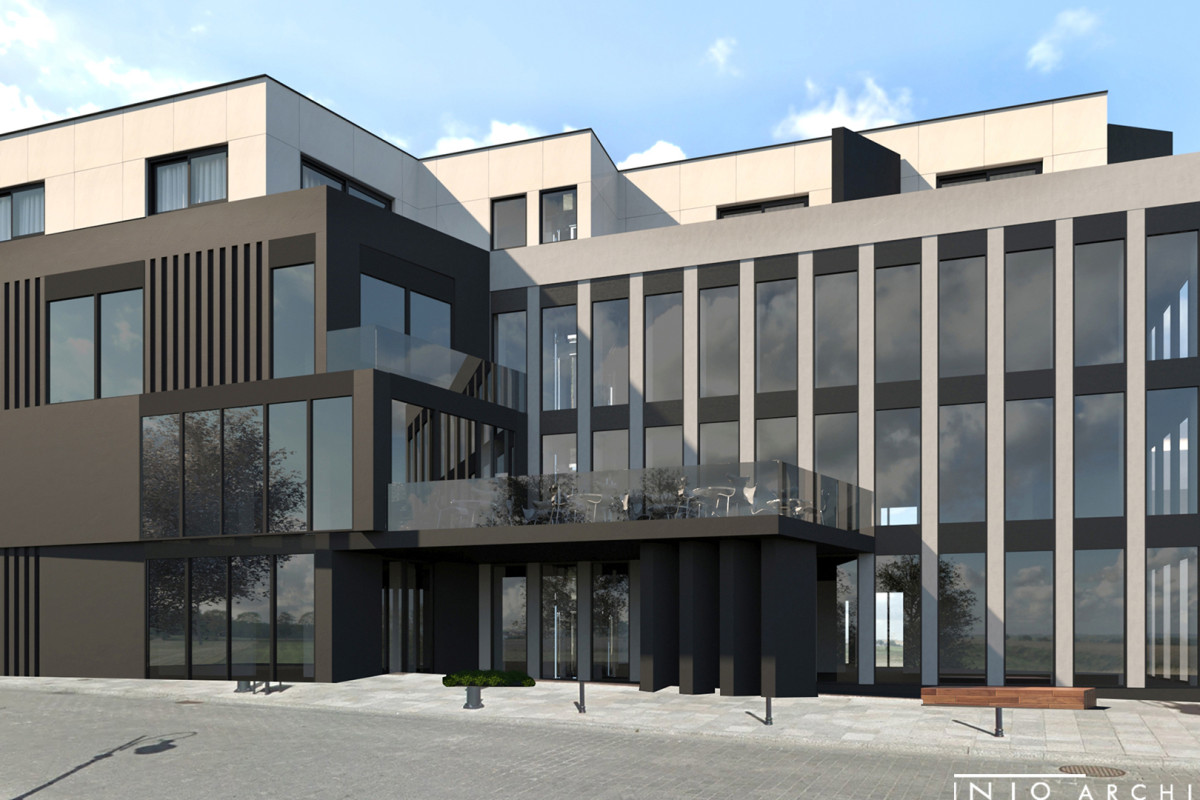 Projekt budynku usługowo-mieszkalnego – konkurs, 2300 m²