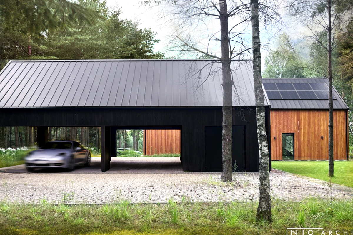 Nowoczesna stodoła pod Poznaniem – projekt domu i wnętrz nad jeziorem