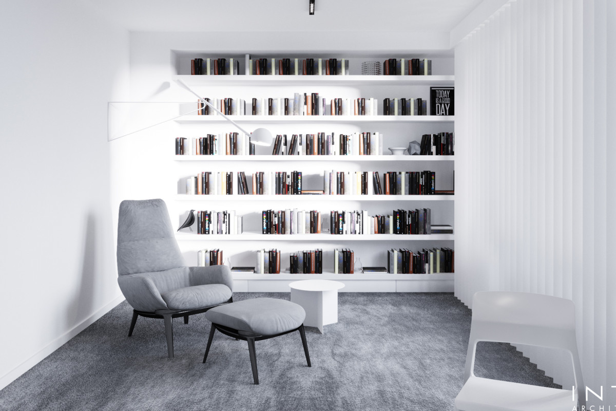 Apartament Warszawa – minimalistyczna przestrzeń z biblioteką