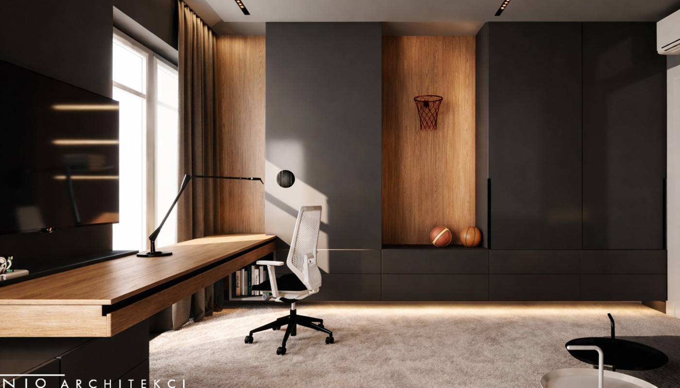 Pokój nastolatka – nowoczesna aranżacja przestrzeni z motywem koszykówki