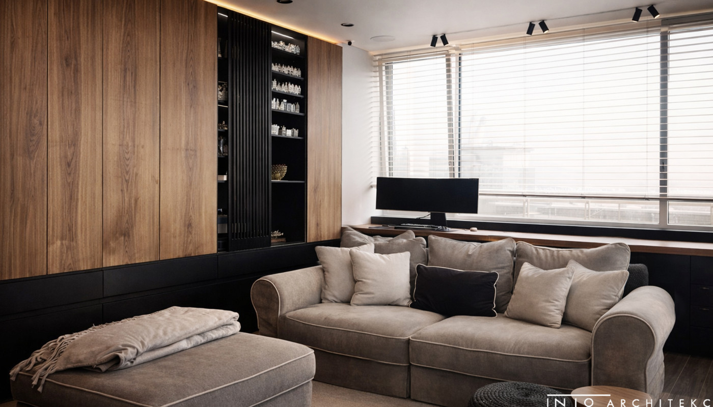 Widokowy apartament na 20. piętrze w Warszawie – nowoczesny projekt wnętrza