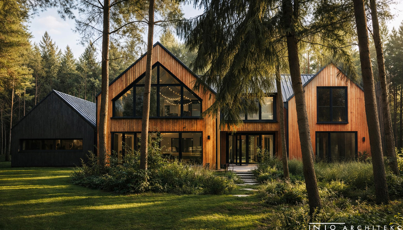 Nowoczesna stodoła pod Poznaniem – projekt domu i wnętrz nad jeziorem