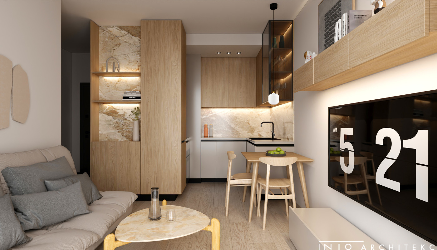 Projekt wnętrz mieszkania inwestycyjnego w Poznaniu – 35 m²