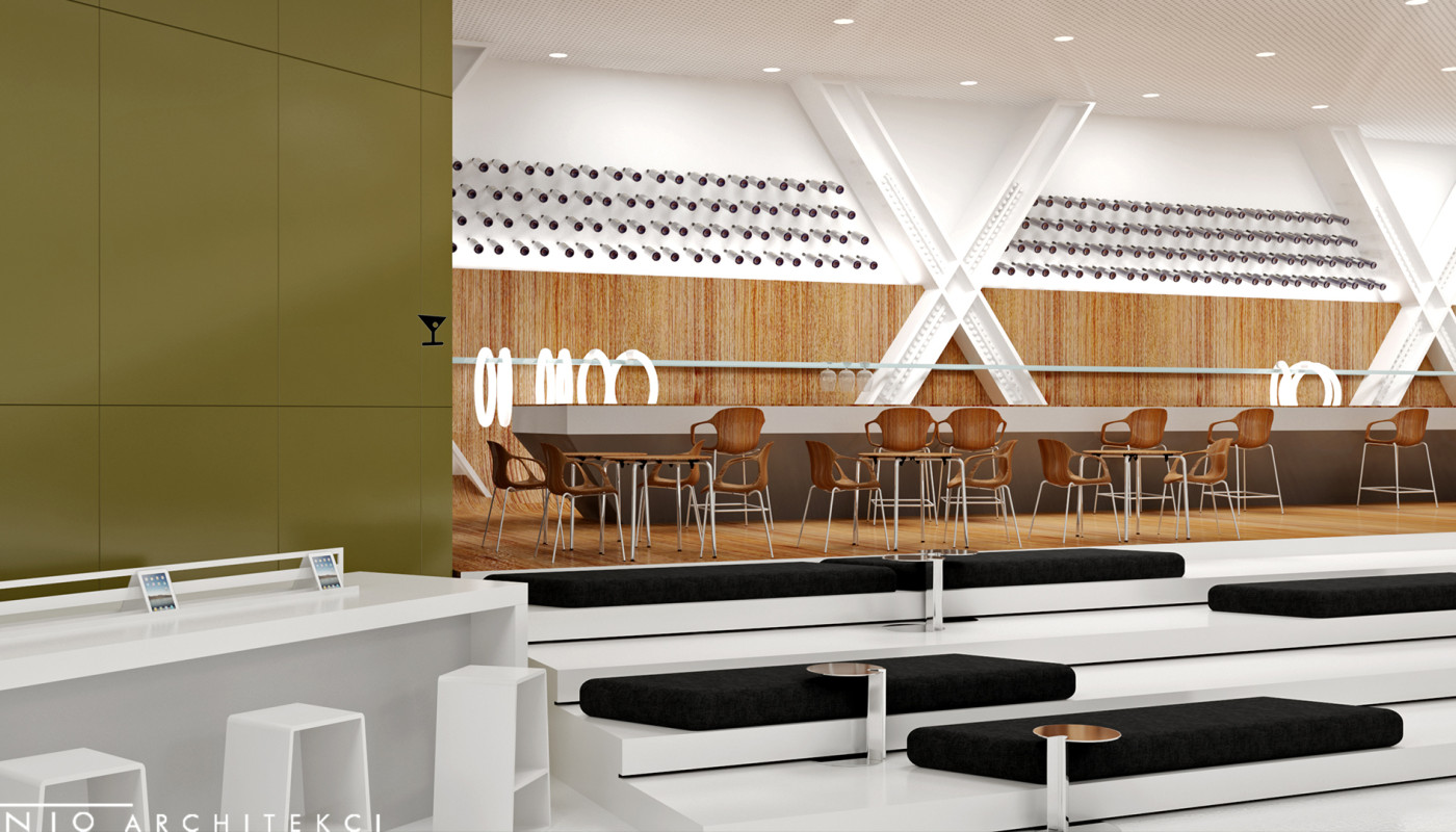 Minimalistyczna koncepcja centrum designu i przestrzeni wystawienniczej