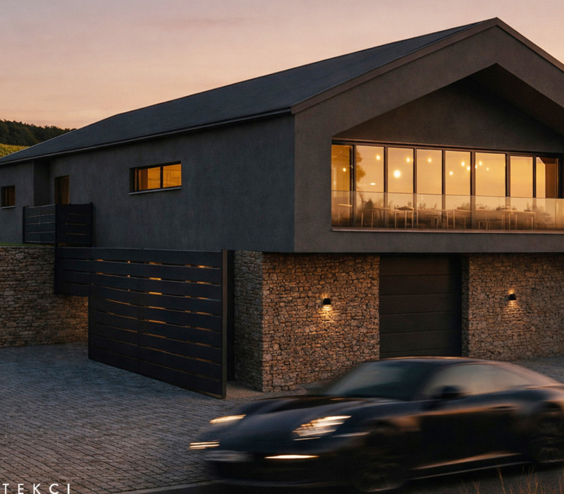 Projekt winnicy z restauracją w krajobrazie południowej Polski – architektura z widokiem